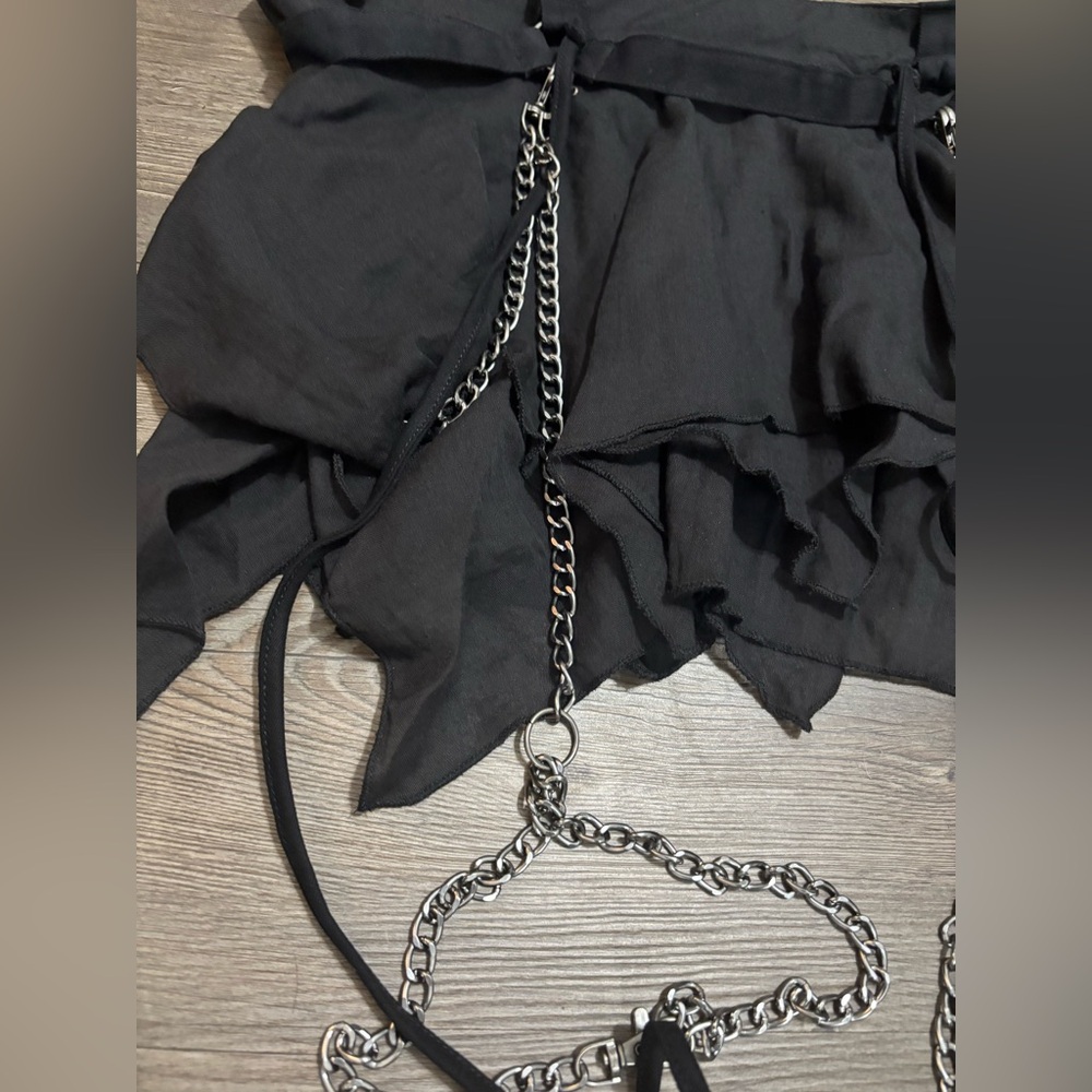 NWT Dolls Kill / Darker Wavs Warp Mini Skirt With Leg Chains - Picture 4 of 5